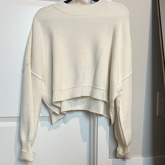 Free People Cream Ribbed Sweater - Picture 1 of 5